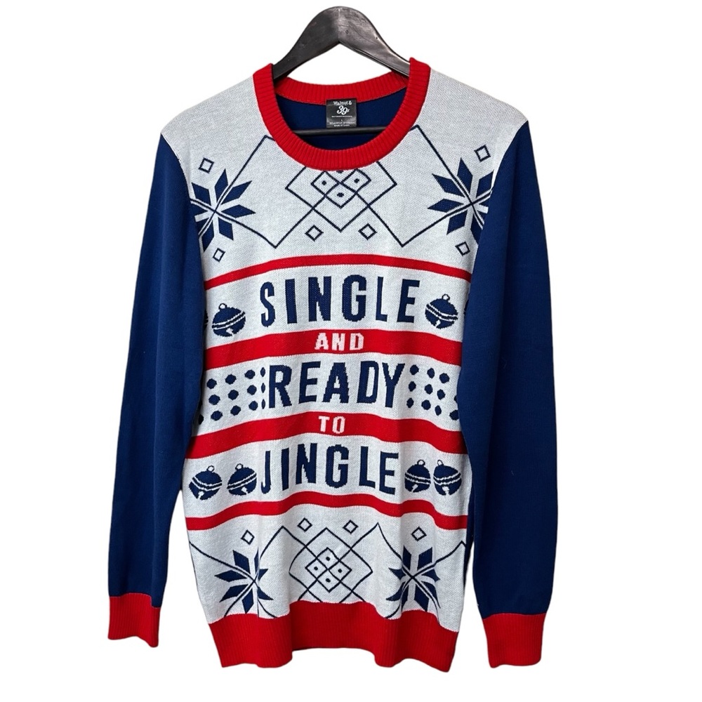 Walnut & 39th Single and Ready to Jingle Unisex Ugly Christmas Sweater - Size L
